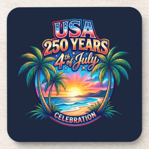 USA 250 Jahre Palm Beach Patriotischer Wüsten-Sonn Getränkeuntersetzer