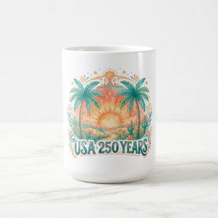 USA 250 Jahre Palmen Patriotisch Wüsten-Sonnenaufg Kaffeetasse