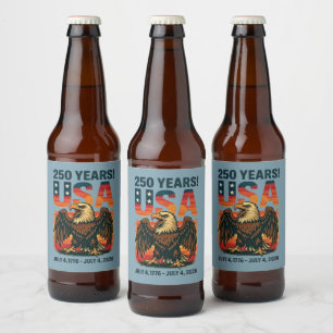 USA 250 Jahre - Patriotic Bald Eagle 4. Juli 2026 Bierflaschenetikett