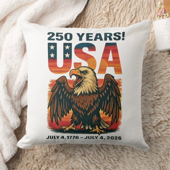 USA 250 Jahre - Patriotic Bald Eagle 4. Juli 2026 Kissen (Decke)