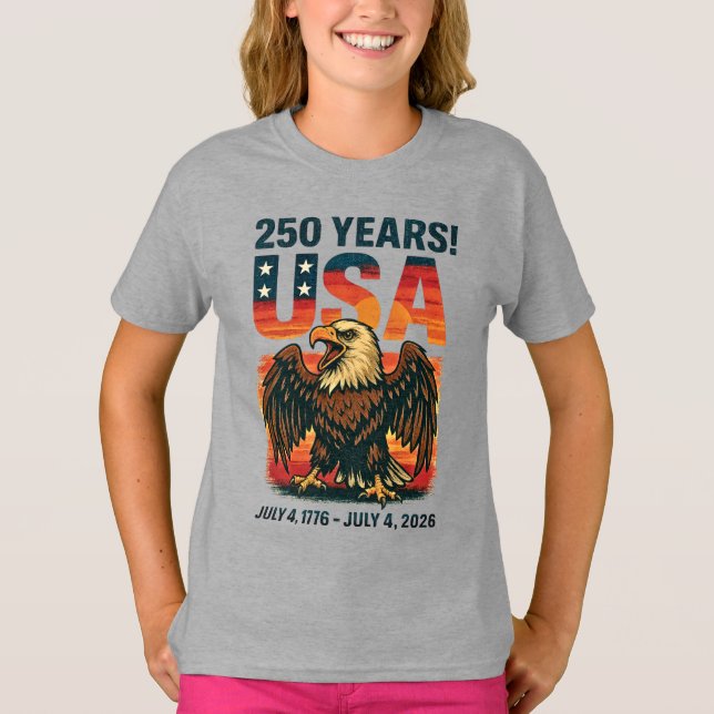 USA 250 Jahre - Patriotic Bald Eagle 4. Juli 2026 T-Shirt (Vorderseite)