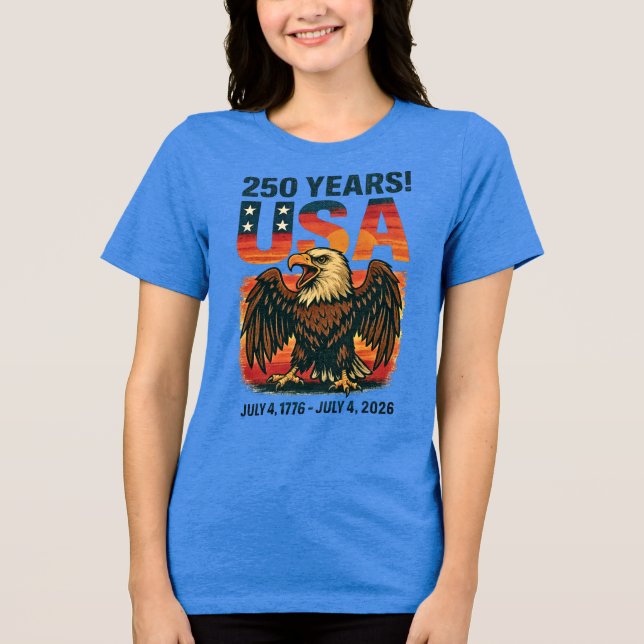 USA 250 Jahre - Patriotic Bald Eagle 4. Juli 2026 Tri-Blend Shirt (Vorderseite)