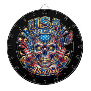 USA 250 Jahre Patriotischer Totenkopf 4. Juli Dartscheibe