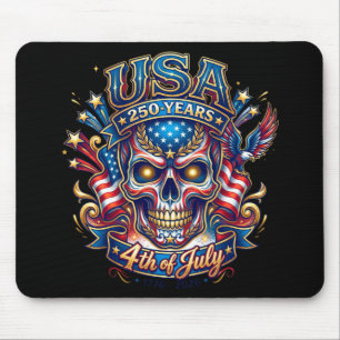 USA 250 Jahre Patriotischer Totenkopf 4. Juli Mousepad