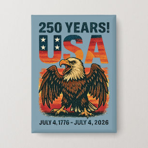 USA 250 Jahre – Patriotischer Weißkopfseeadler 4. Button