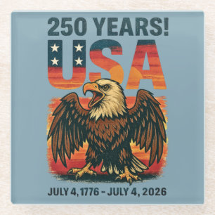 USA 250 Jahre – Patriotischer Weißkopfseeadler 4. Glasuntersetzer