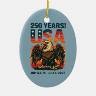 USA 250 Jahre – Patriotischer Weißkopfseeadler 4. Keramik Ornament