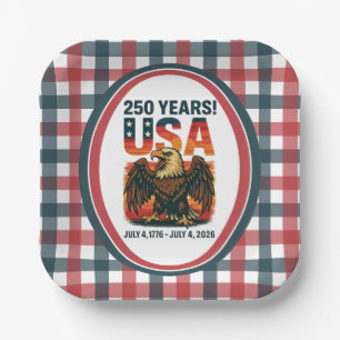 USA 250 Jahre – Patriotischer Weißkopfseeadler 4.  Pappteller