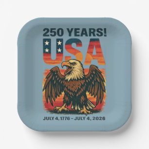 USA 250 Jahre – Patriotischer Weißkopfseeadler 4.  Pappteller