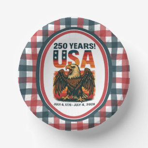 USA 250 Jahre – Patriotischer Weißkopfseeadler 4.  Pappteller