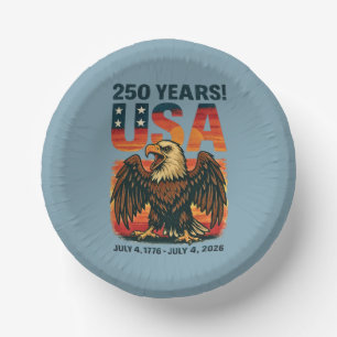 USA 250 Jahre – Patriotischer Weißkopfseeadler 4. Pappteller