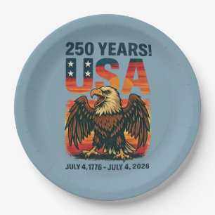 USA 250 Jahre – Patriotischer Weißkopfseeadler 4.  Pappteller