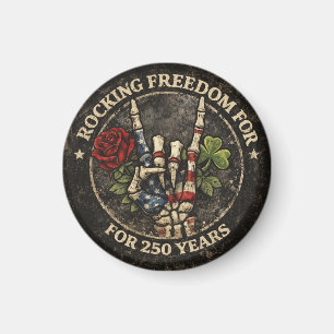 USA 250 Jahre Rocking Freedom Patriotisches Skelet Magnet