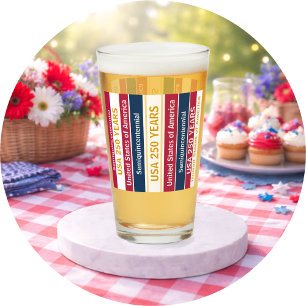 USA 250 Jahre Semiquincentennial Patriotische Stre Glas