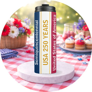 USA 250 Jahre Semiquincentennial Patriotische Stre Thermosbecher