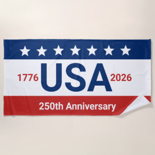 USA 250. Jahrestag 1776 2026 Rot Weiß und Blau Strandtuch