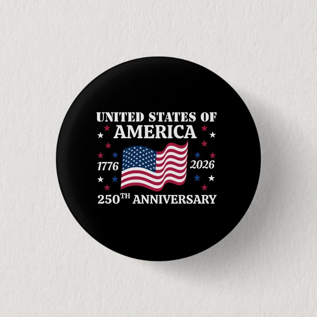 USA 250. Jahrestag 4. Juli Button (Vorderseite)