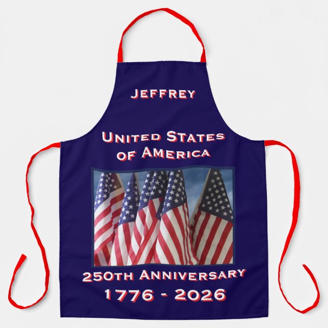 USA 250-jähriges Jubiläum American Fags Patriotic Schürze (Vorderseite)