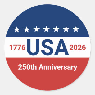 USA 250. Jubiläum 1776 2026 4. Juli Runder Aufkleber