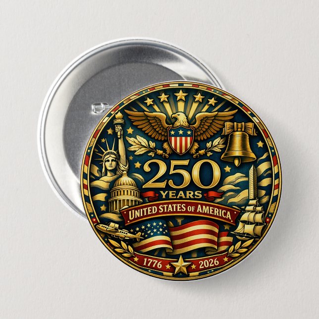 USA 250. Jubiläum 1776 - 2026 Button (Vorne & Hinten)