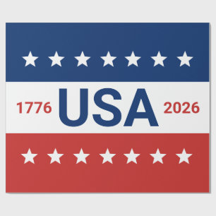 USA 250. Jubiläum 1776 2026 Rot Weiß Blau Geschenkpapier