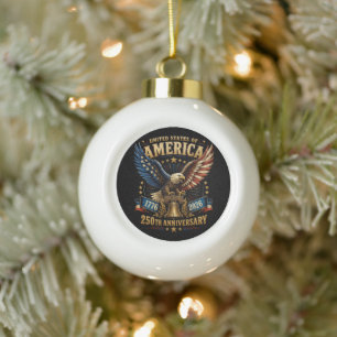USA 250. Jubiläum Adler Keramik Kugel-Ornament