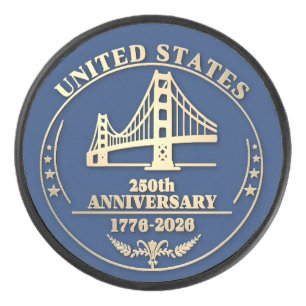 USA 250. Jubiläum Golden Gate Gold Design  Eishockey Puck