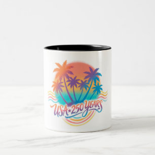USA 250. Jubiläum Palmen  Zweifarbige Tasse