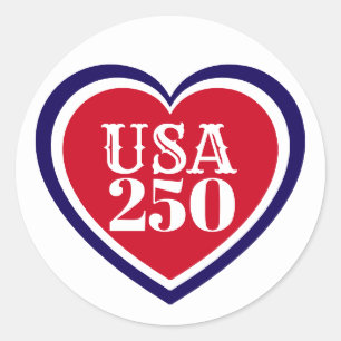 USA 250. Jubiläum patriotisches Rot Weiß Blau Runder Aufkleber