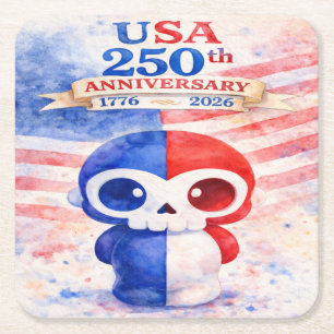 USA 250. Jubiläum Rechteckiger Pappuntersetzer