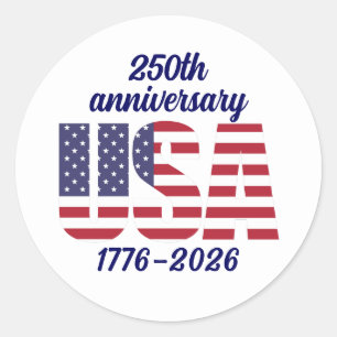 USA 250. Jubiläum Semiquincentennial 1776–2026 Runder Aufkleber