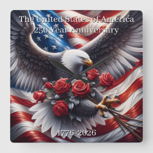 USA 250. Jubiläums-Gedenkausgabe Quadratische Wanduhr