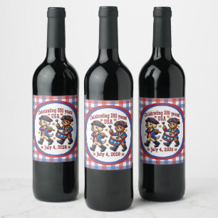 USA 250. Jubiläums-Souvenir - Patriotisch Weinetikett