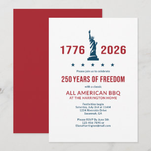 USA 250 Klassische All American BBQ-Feier Einladung