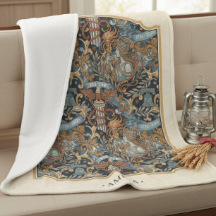 USA 250 Liberty Art Nouveau Muster Rahmen ID1302 Fleecedecke
