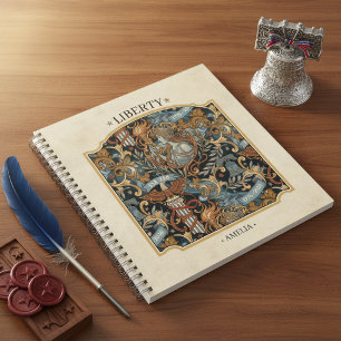 USA 250 Liberty Art Nouveau Muster Rahmen ID1302 Notizbuch