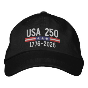 USA 250 mit American Flag Bar - rot weiß blau Bestickte Baseballkappe