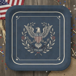 USA 250 Patriotic Eagle Heritage Motiv Navy ID1299 Pappteller