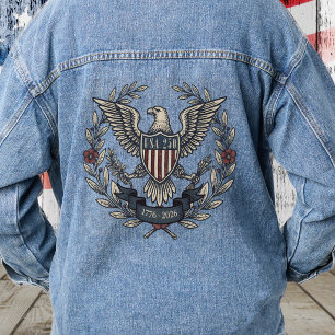 USA 250 Patriotischer Adler-Erbe-Motiv ID1299 Jeansjacke