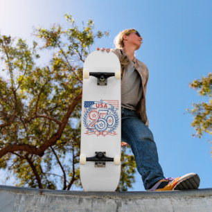 USA 250 Patriotisches Jubiläumsemblem-Design Skateboard