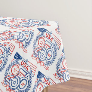 USA 250 Patriotisches Jubiläumsemblem-Design Tischdecke