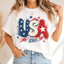 USA 250 Pinselstrich Sterne Rot Weiß Blau