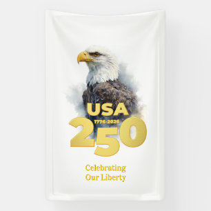 USA 250: Wasserfarben-Weißkopfseeadler & Gold Banner