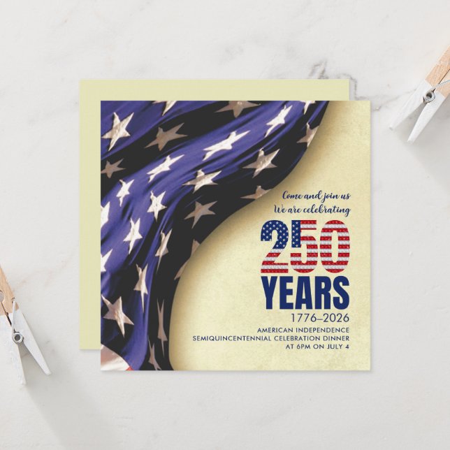 USA 250 Years American Independence Birthday Einladung (Vorderseite/Rückseite Beispiel)
