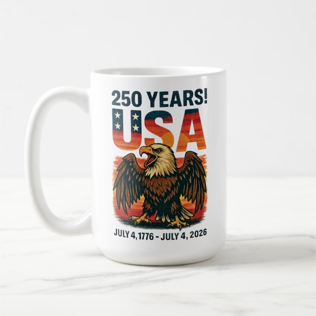 USA 250 Years – Patriotic Bald Eagle July 4th 2026 Kaffeetasse (Links)