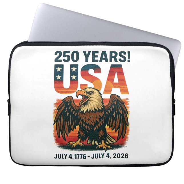 USA 250 Years – Patriotic Bald Eagle July 4th 2026 Laptopschutzhülle (Vorderseite)