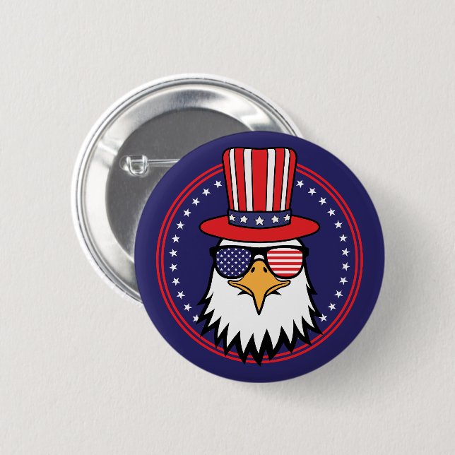USA 250th 4th of July Patriotic Eagle  Button (Vorne & Hinten)