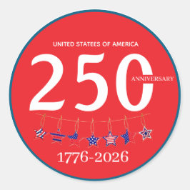 USA 250th Anniversary 1776-2026 Patriotic  Runder Aufkleber