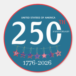 USA 250th Anniversary 1776-2026 Patriotic  Runder Aufkleber