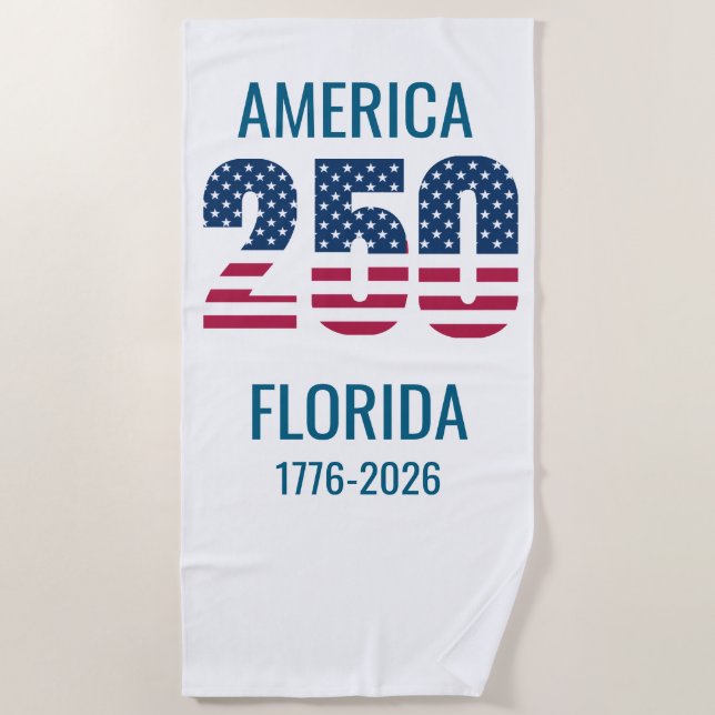 USA 250th Anniversary Florida Stars Stripes Beach  Strandtuch (Vorderseite)